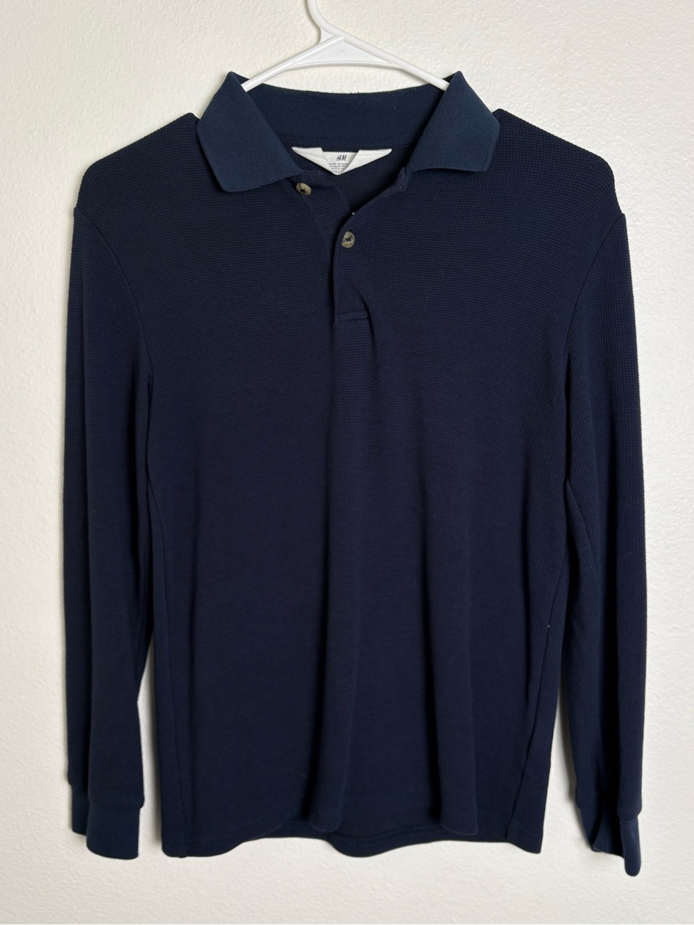 H&M Boys Long Sleeve Polo Shirt Navy Blue Size 10/12